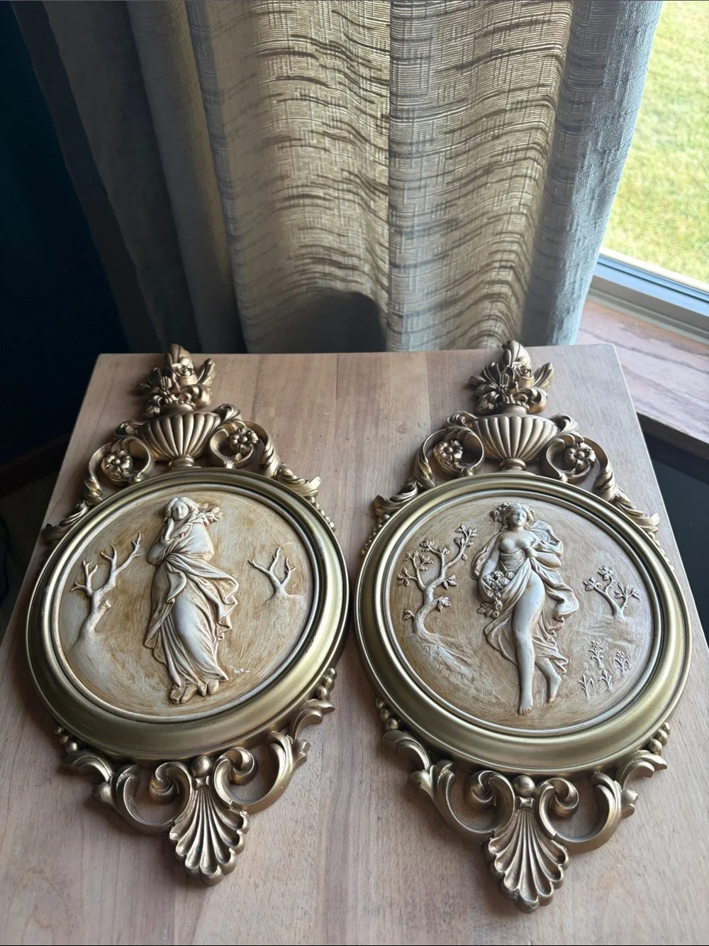 Vintage Dart Industries Neoclassical Gold Wall Plaques- Pair